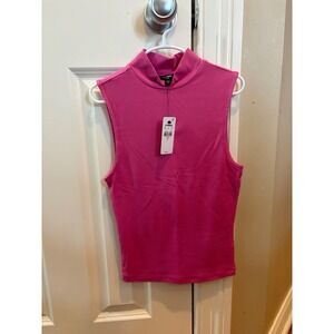 Express Pink Sleeveless Mock Neck Tank Top